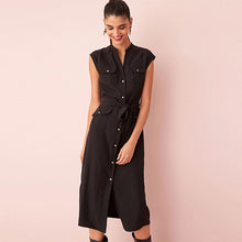 Load image into Gallery viewer, Black Sleeveless Utility Dress
