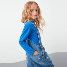 Load image into Gallery viewer, Mid Blue Denim Mom Dungarees (3-12yrs)