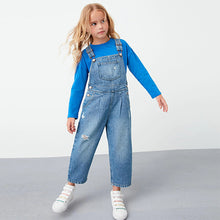 Load image into Gallery viewer, Mid Blue Denim Mom Dungarees (3-12yrs)