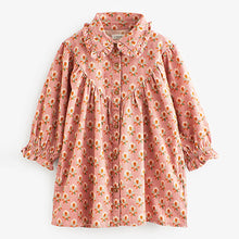 Load image into Gallery viewer, Pink Geo Cord Frill Collar Shirt Dress (3mths-6yrs)