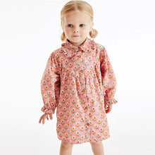 Load image into Gallery viewer, Pink Geo Cord Frill Collar Shirt Dress (3mths-6yrs)