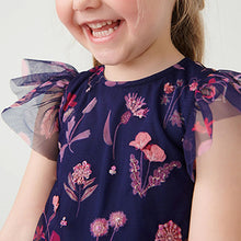 Load image into Gallery viewer, Navy Blue/Pink Sequin Embellished Mesh Party Dress (3mths-6yrs)