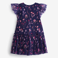 Load image into Gallery viewer, Navy Blue/Pink Sequin Embellished Mesh Party Dress (3mths-6yrs)