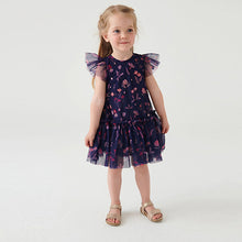 Load image into Gallery viewer, Navy Blue/Pink Sequin Embellished Mesh Party Dress (3mths-6yrs)