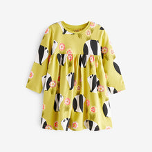 Load image into Gallery viewer, Green Panda Character Long Sleeve Jersey Dress (3mths-6yrs)