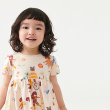 Load image into Gallery viewer, Cream Girl Character Short Sleeve Jersey Dress (3mths-6yrs)