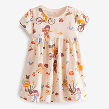 Load image into Gallery viewer, Cream Girl Character Short Sleeve Jersey Dress (3mths-6yrs)