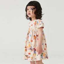 Load image into Gallery viewer, Cream Girl Character Short Sleeve Jersey Dress (3mths-6yrs)