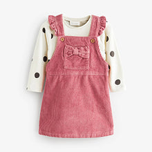 Load image into Gallery viewer, Pink 2 Piece Baby Pinafore Dress And Bodysuit Set (0mths-18mths)