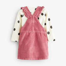 Load image into Gallery viewer, Pink 2 Piece Baby Pinafore Dress And Bodysuit Set (0mths-18mths)