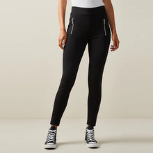 Load image into Gallery viewer, Black Ponte Zip Detail Leggings
