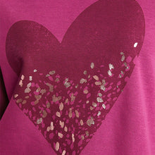Load image into Gallery viewer, Berry Red Foil Sparkle Heart Graphic Sweatshirt