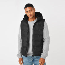 Load image into Gallery viewer, Black Shower Resistant Heatseal Hooded Gilet