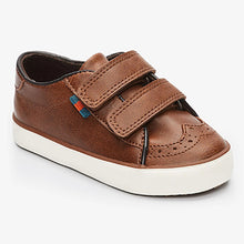 Load image into Gallery viewer, Tan/Brown Brogue Strap Touch Fastening Shoes (Younger Boys)