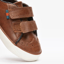 Load image into Gallery viewer, Tan/Brown Brogue Strap Touch Fastening Shoes (Younger Boys)