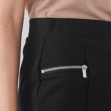 Load image into Gallery viewer, Black Ponte Zip Detail Mini Skirt