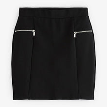 Load image into Gallery viewer, Black Ponte Zip Detail Mini Skirt