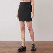 Load image into Gallery viewer, Black Ponte Zip Detail Mini Skirt