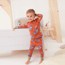 Load image into Gallery viewer, Orange/Khaki Green/Purple Digger 3 Pack Snuggle Pyjamas (12mths-6yrs)