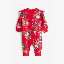 Load image into Gallery viewer, Green/Red Floral 3 Pack Footless Sleepsuits With Zip (0-18mths)