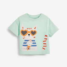 Load image into Gallery viewer, Mint Green Cat Appliqué T-Shirt (3mths-6yrs)