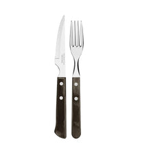 Load image into Gallery viewer, TRAMONTINA Churrasco 12pcs SS Flatware Set with Brown Polywood Handles