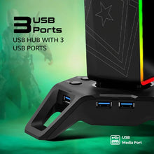 Load image into Gallery viewer, VERTUX HEXARACK Gaming Headset Stand With 7.1 Audio Ports + 3USB