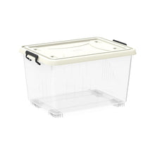 Load image into Gallery viewer, COSMOPLAST 22L Clear Plastic Storage Box with wheels & Lockable Lid