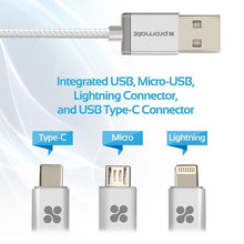 Load image into Gallery viewer, Apple MFi 3-in-1 USB Charge and Sync Cable with Lightning, Type-C, and Micro-USB - Allsport