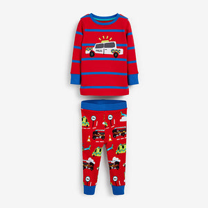 Blue/Red Stripe Vehicules Snuggle Pyjamas 3 Pack (9mths-6yrs)