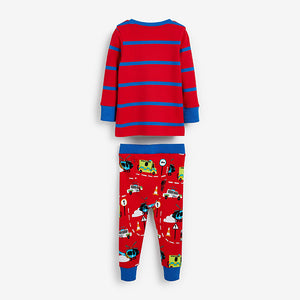 Blue/Red Stripe Vehicules Snuggle Pyjamas 3 Pack (9mths-6yrs)
