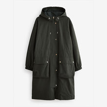 Load image into Gallery viewer, Khaki Green Lightweight Shower Resistant Hooded Longline Parka
