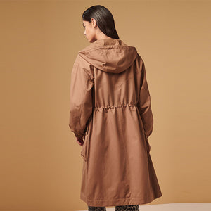 Pink Lightweight Shower Resistant Hooded Longline Parka