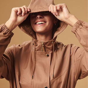 Pink Lightweight Shower Resistant Hooded Longline Parka