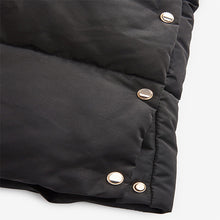 Load image into Gallery viewer, Black Shower Resistant Padded Puffer Hooded Mid Length Coat
