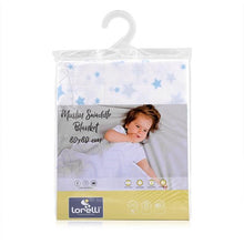 Load image into Gallery viewer, MUSLIN SWADDLE BLANKET 80/80 CM WHITE WITH AQUATIC
