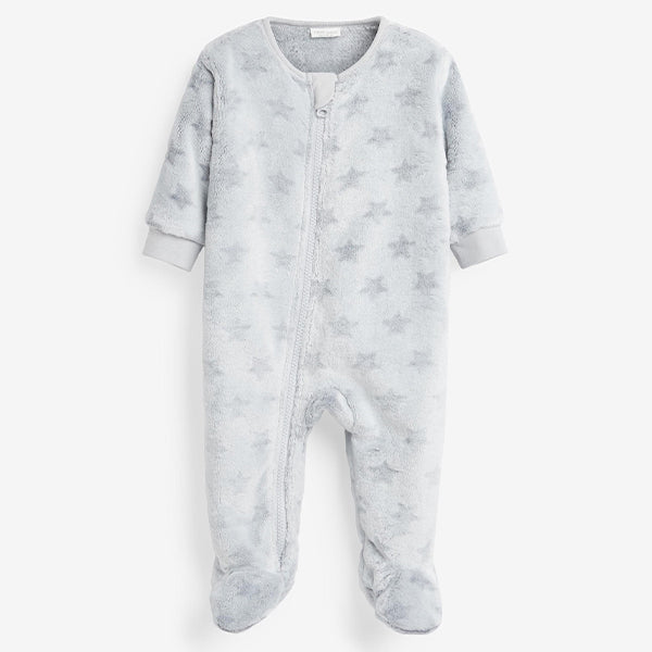 Grey Star Fleece Baby Sleepsuit (0-18mths)