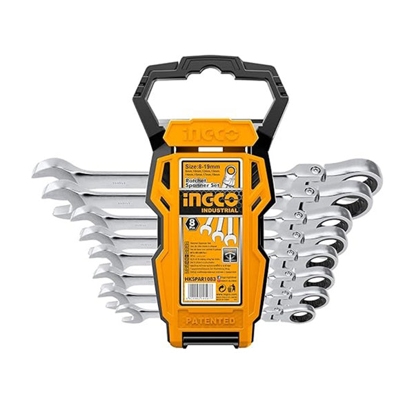 INGCO 8PCS FLEXIBLE RATCHET SPANNER SET