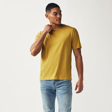 Load image into Gallery viewer, Yellow Regular Fit Essential Crew Neck 100% Cotton T-Shirt
