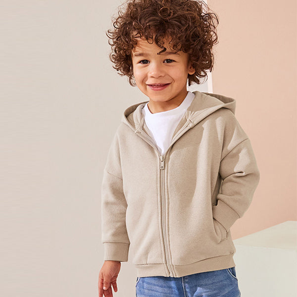 Stone Brown Zip Through Hoodie (6mths-6yrs)