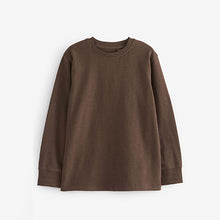 Load image into Gallery viewer, Chocolate Brown/Burgundy Red/Tan Brown/Moss Green 4 Pack Long Sleeve Cosy T-Shirts (3-12yrs)
