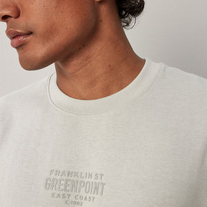 Grey Single Relaxed Fit Graphic Heavyweight T-Shirt