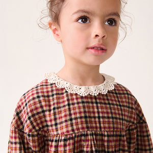 Heritage Check 100% Cotton Lace Collar Dress (3mths-6yrs)
