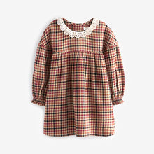 Load image into Gallery viewer, Heritage Check 100% Cotton Lace Collar Dress (3mths-6yrs)
