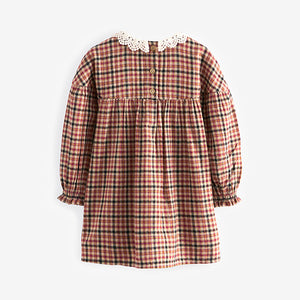 Heritage Check 100% Cotton Lace Collar Dress (3mths-6yrs)