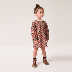 Heritage Check 100% Cotton Lace Collar Dress (3mths-6yrs)