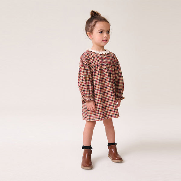 Heritage Check 100% Cotton Lace Collar Dress (3mths-6yrs)