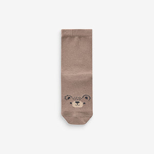 Neutral Animal Face Print Cotton Rich Socks 5 Pack