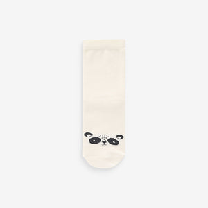 Neutral Animal Face Print Cotton Rich Socks 5 Pack