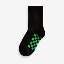 Load image into Gallery viewer, Black Checkerboard Cotton Rich Socks 7 Pack
